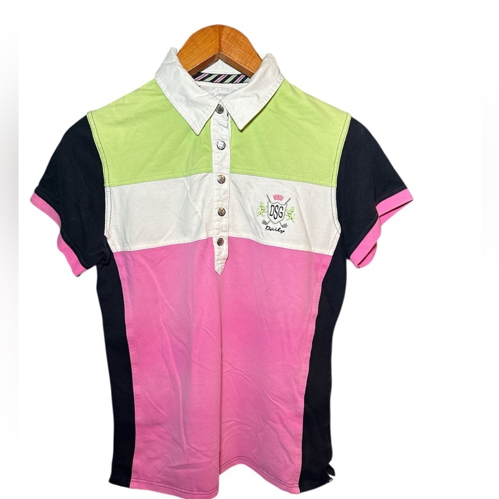Daily Sports Color Block Polo Shirt Women's Golf Apparel XL RARE